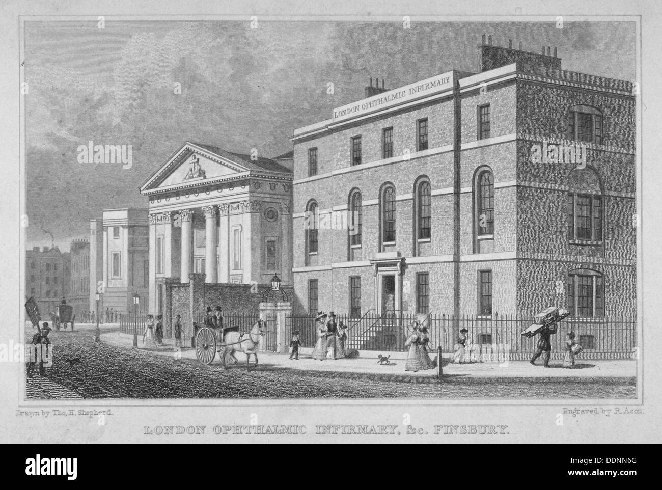 Blick auf London Opthalmic Krankenstation, Blomfield Street, City of London, 1830.                      Künstler: R Acon Stockfoto