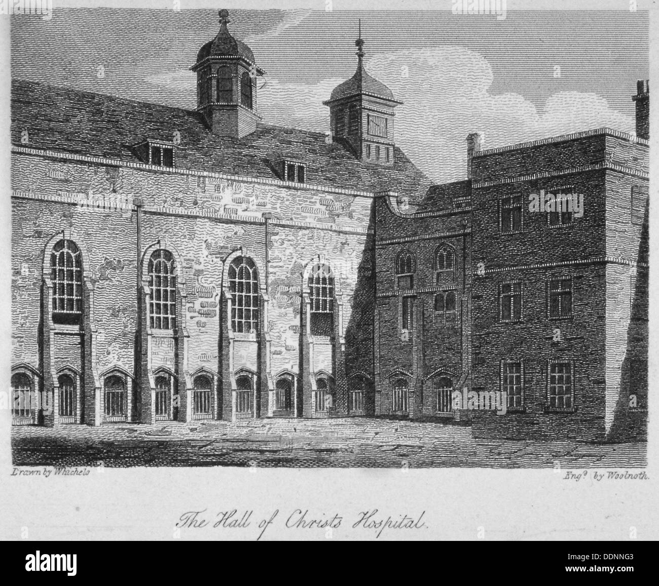 Blick auf die Halle Christ Hospital, City of London, 1812. Künstler: William Woolnoth Stockfoto