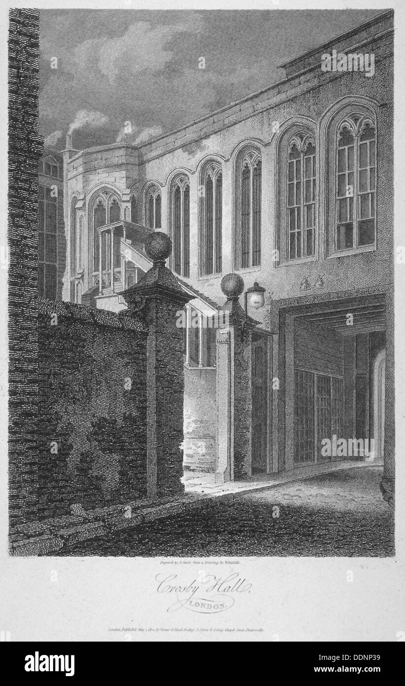 Der Eingang zum Crosby Hall keine 36 Bishopsgate, City of London, 1804. Künstler: James Sargant Storer Stockfoto