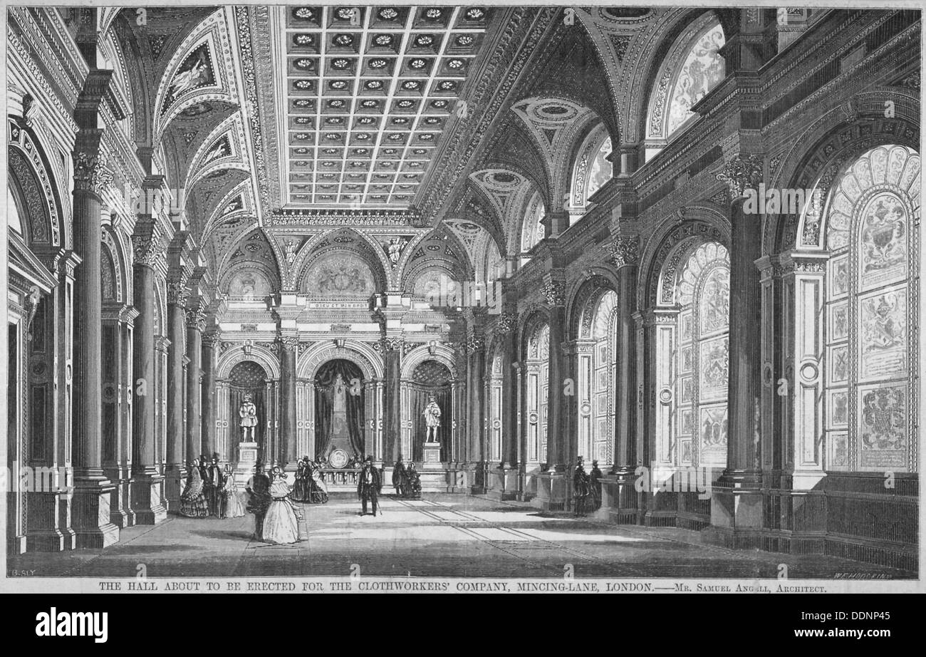 Innenansicht der Clothworkers Hall, Mincing Lane, City of London, 1856. Künstler: Anon Stockfoto