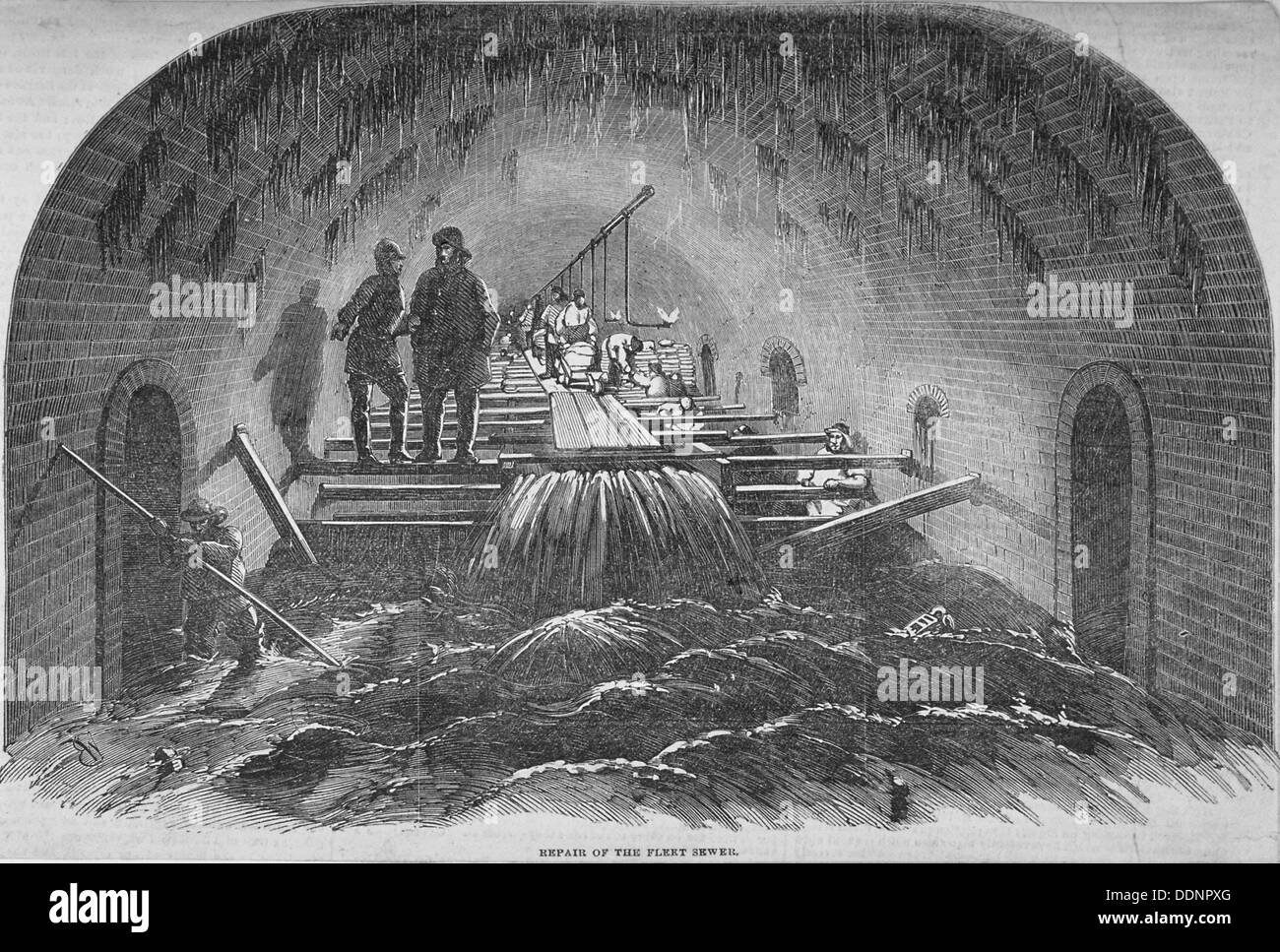 Reparatur von der Flotte Kanalisation, City of London, 1854. Künstler: Anon Stockfoto