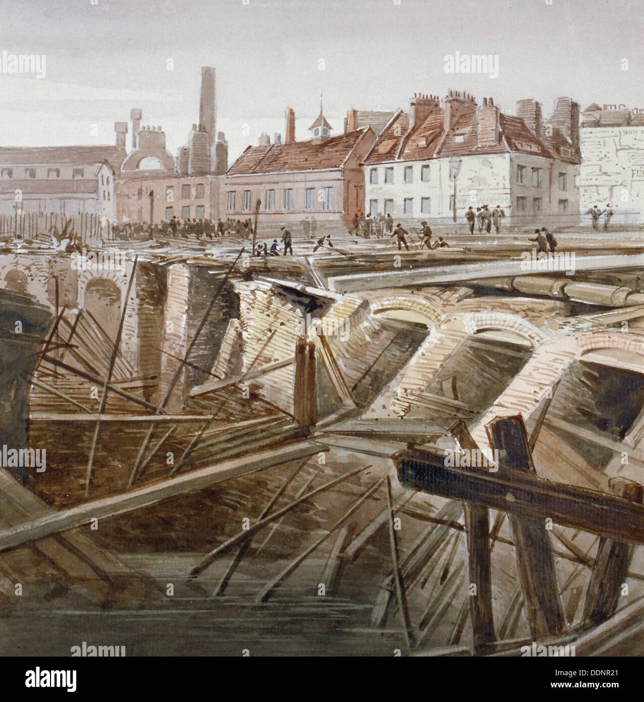 Ein Unfall in der Nähe von Niederwald Zeile, Farringdon Street, City of London, 1862. Künstler: Anon Stockfoto