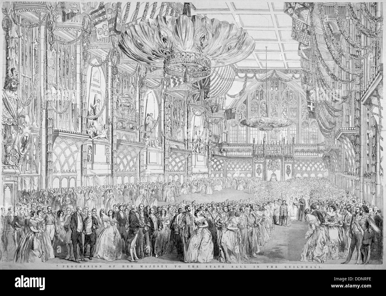 Prozession von Königin Victoria, die staatliche Ball in der Guildhall, City of London, 1851. Künstler: John Abraham Mason Stockfoto