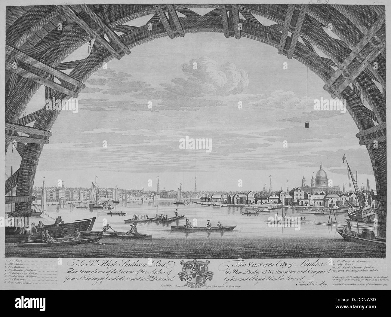 Blick auf London und die Themse unter Westmister Brücke, 1747. Künstler: Remigius Parr Stockfoto Blick auf London und die Themse unter Westmister Brücke, 1747. Künstler: Remigius Parr Stockfoto