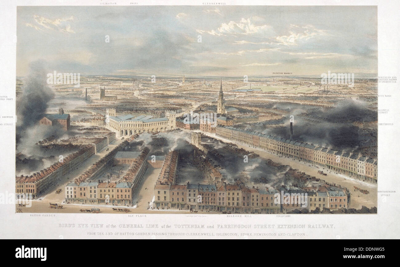 Luftaufnahme von London, 1846. Künstler: Anon Stockfoto