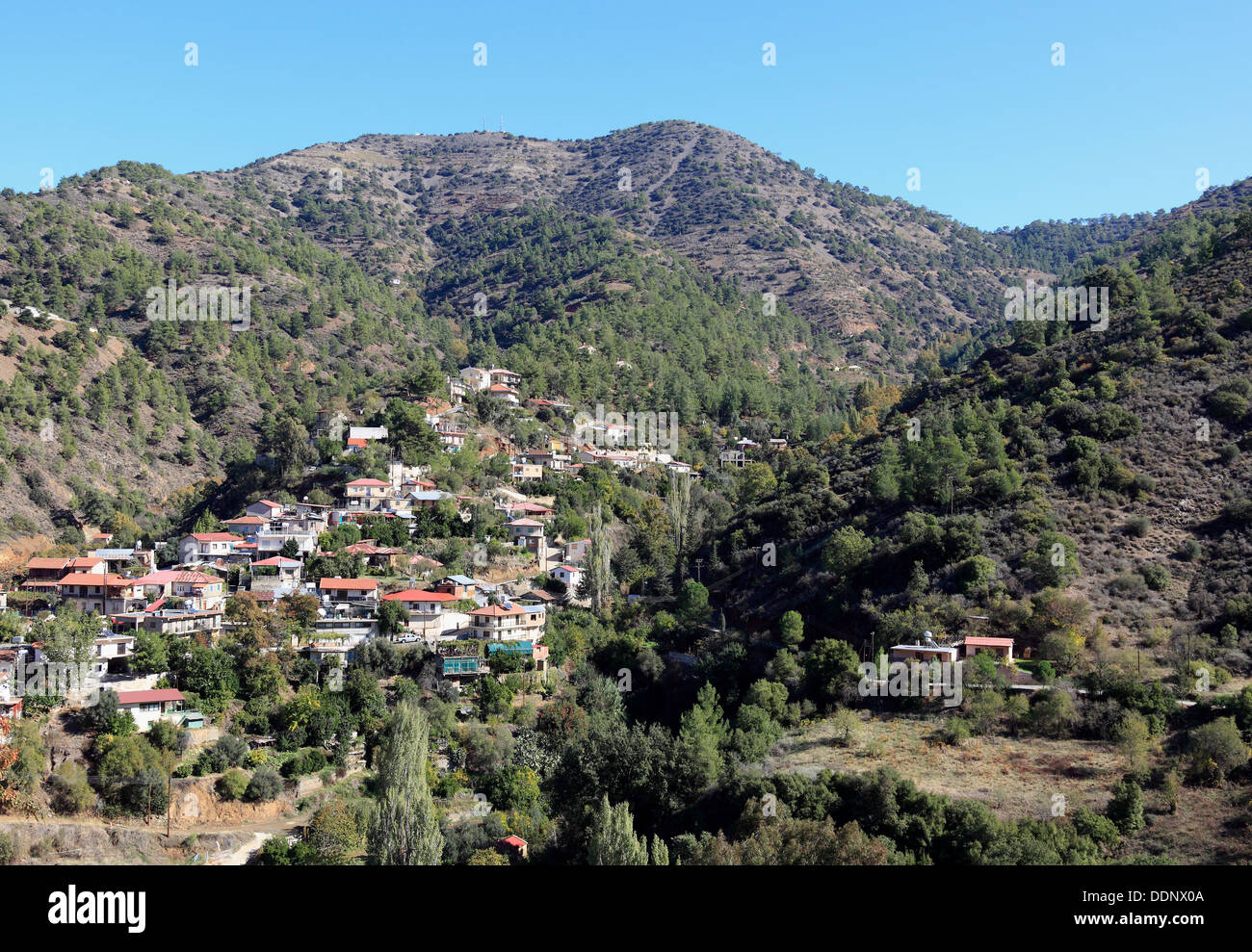 Zypern, Troodos-Gebirge in Zypern Bergdorf eín Stockfoto