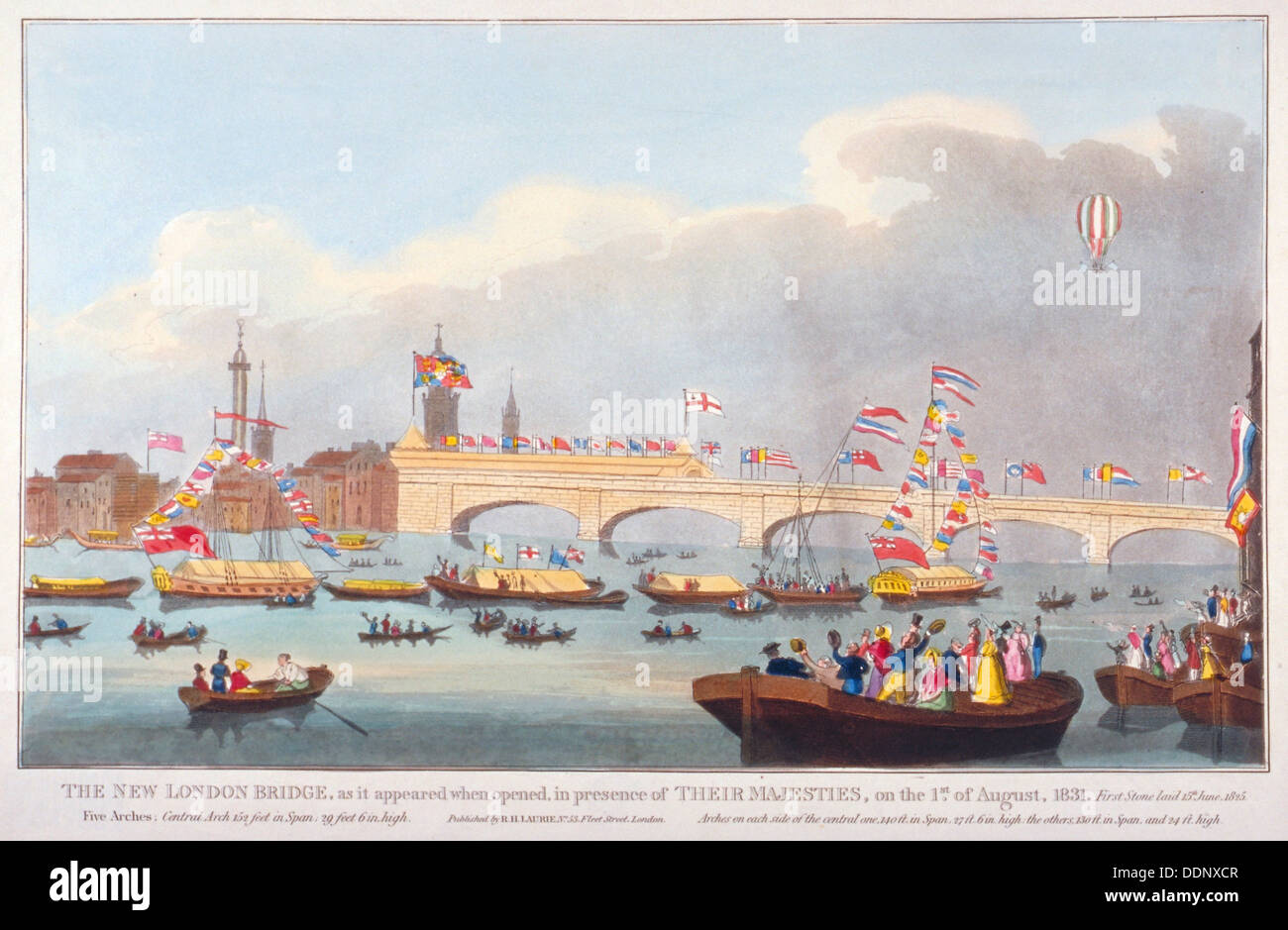 Die Eröffnung der London Bridge von König William IV. und Königin Adelaide, 1831. Künstler: Anon Stockfoto