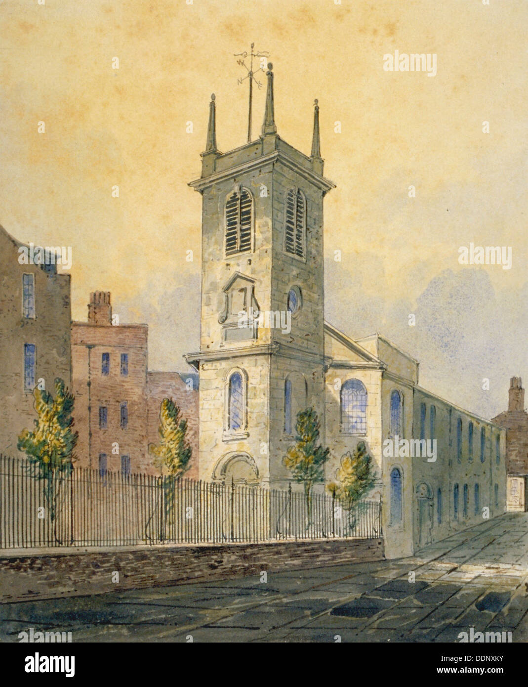 Südwest-Ansicht von der Kirche von St. Olave Jewry, City of London, 1815. Künstler: William Pearson Stockfoto