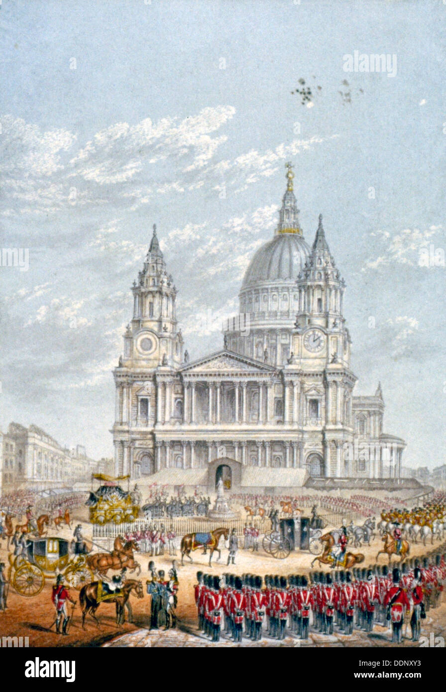 Beerdigung des Herzogs von Wellington, St. Pauls Cathedral City of London, 18. November 1852. Künstler: Anon Stockfoto