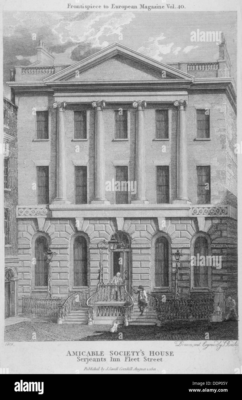 Freundschaftliche Gesellschaft für ein ständiger Qualitätssicherung Büro, Serjeants' Inn, Fleet Street, London, 1801.       Künstler: Samuel Rawle Stockfoto