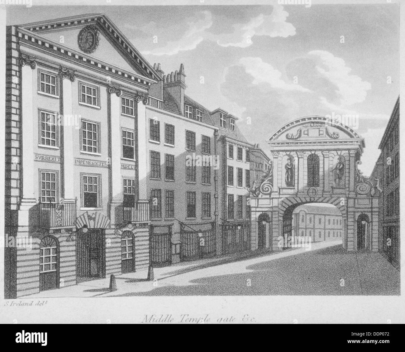 Gate House, Middle Temple, City of London, 1800. Künstler: Anon Stockfoto