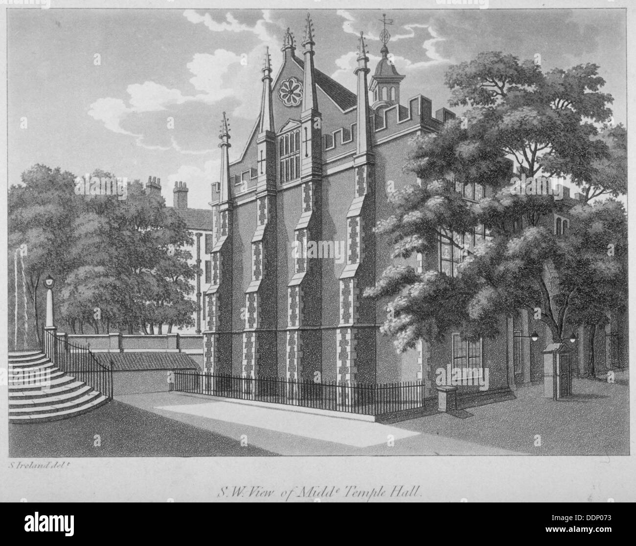 Süd-West Ansicht Middle Temple Hall, Middle Temple, City of London, 1800. Künstler: Anon Stockfoto