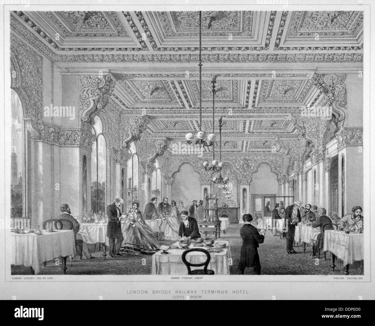 Die Kaffee-Raum in die London Bridge Hotel Bahnhof Terminus, Bermondsey, London, 1860.               Künstler: Vincent Brooks Stockfoto
