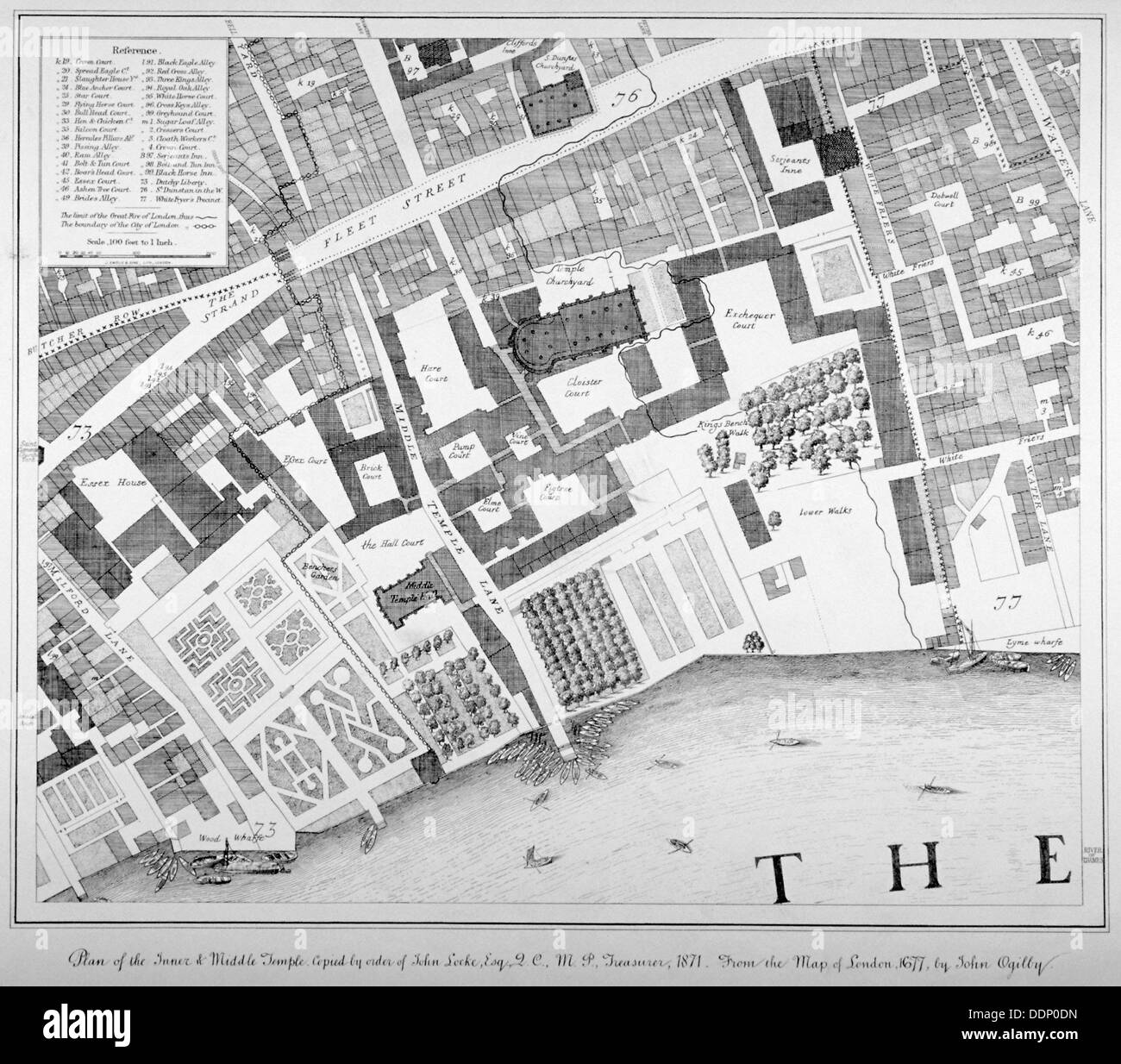 Mittleren und inneren Tempel, City of London, 1871.                                               Künstler: Anon Stockfoto