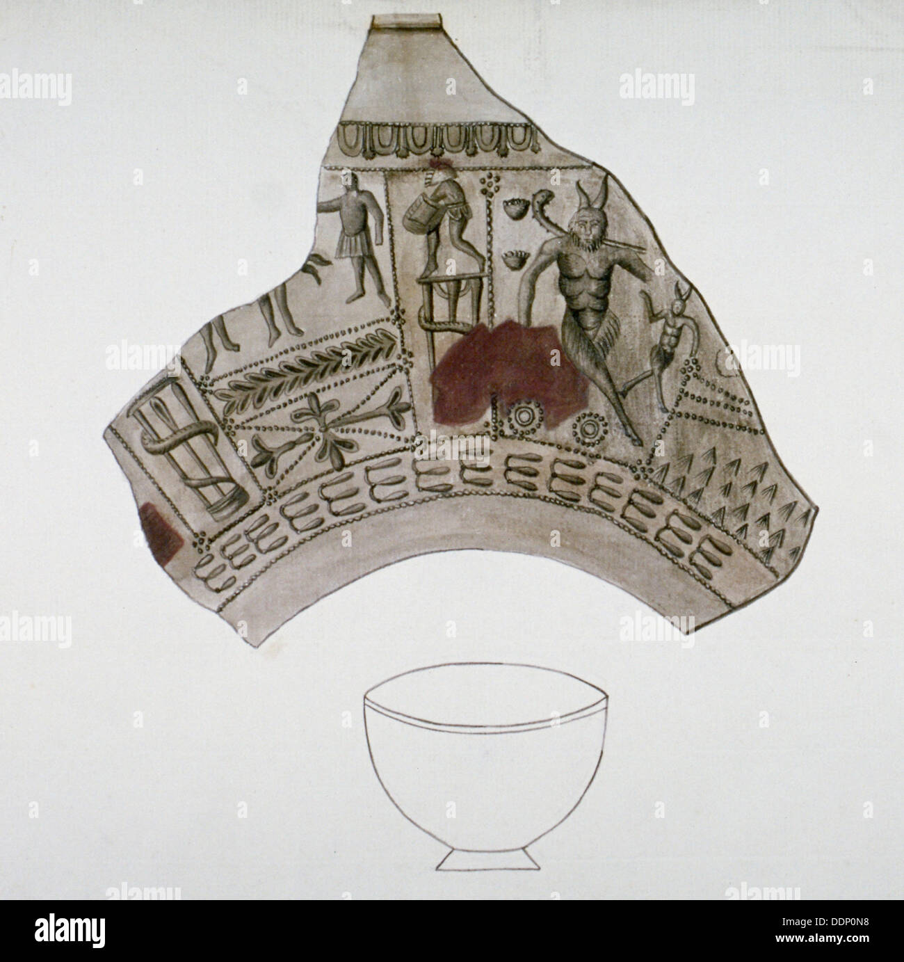 Fragment der römischen Keramik in Walbrook, City of London 1820 gefunden.                                   Künstler: Anon Stockfoto