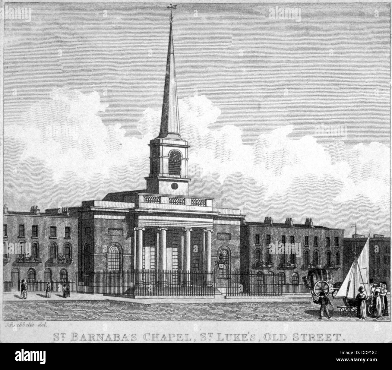 St. Barnabas Chapel, Finsbury, London, c1820.                                        Künstler: Anon Stockfoto