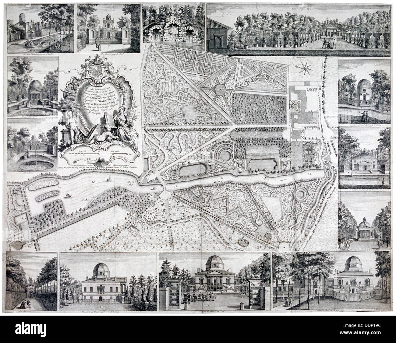 Karte von Chiswick in London Borough of Hounslow, 1736. Künstler: John Rocque Stockfoto