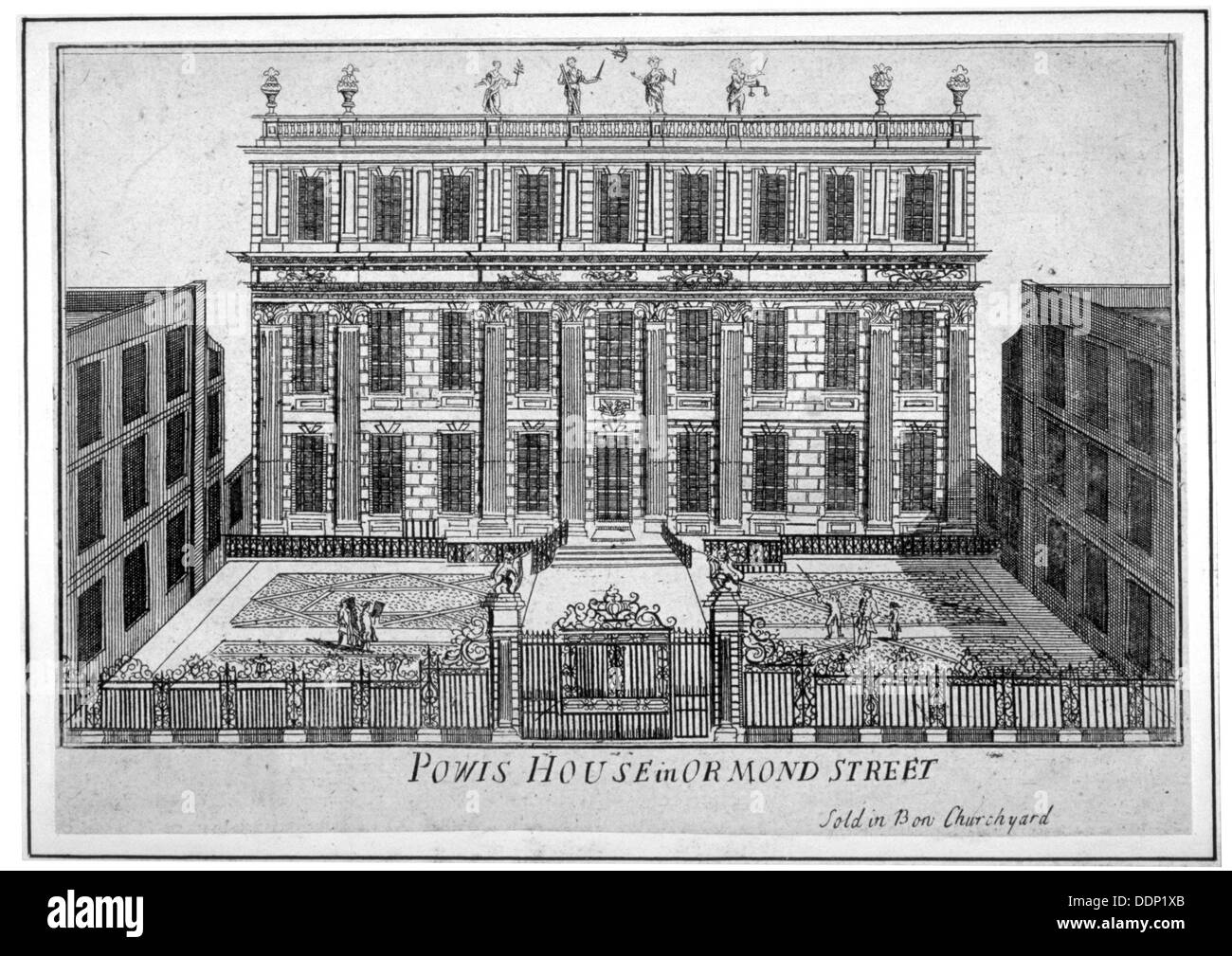 Ansicht von Powis House, Great Ormond Street, Bloomsbury, London, c1720. Künstler: Anon Stockfoto