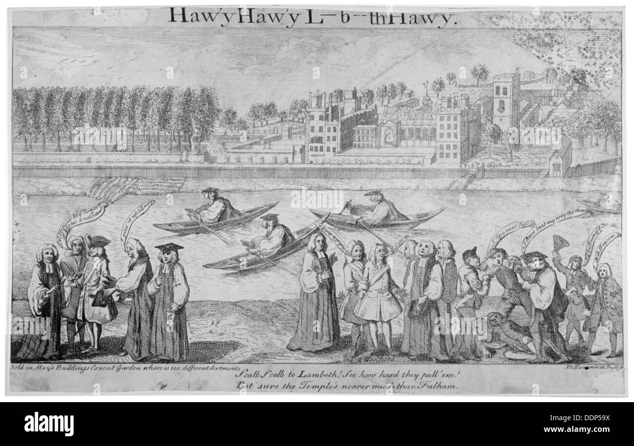 Rudern auf der Themse, London, 1747 Bischöfe. Künstler: M Bavavinet Stockfoto