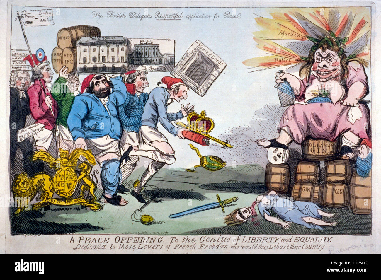 "Ein Friedensangebot an die Genialität der Freiheit und Gleichheit", 1794.                          Künstler: Isaac Cruikshank Stockfoto
