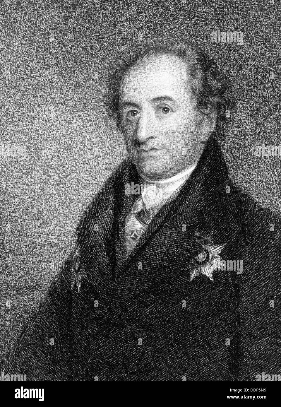 Johann Wolfgang von Goethe - 1832 - Gravur Stockfoto