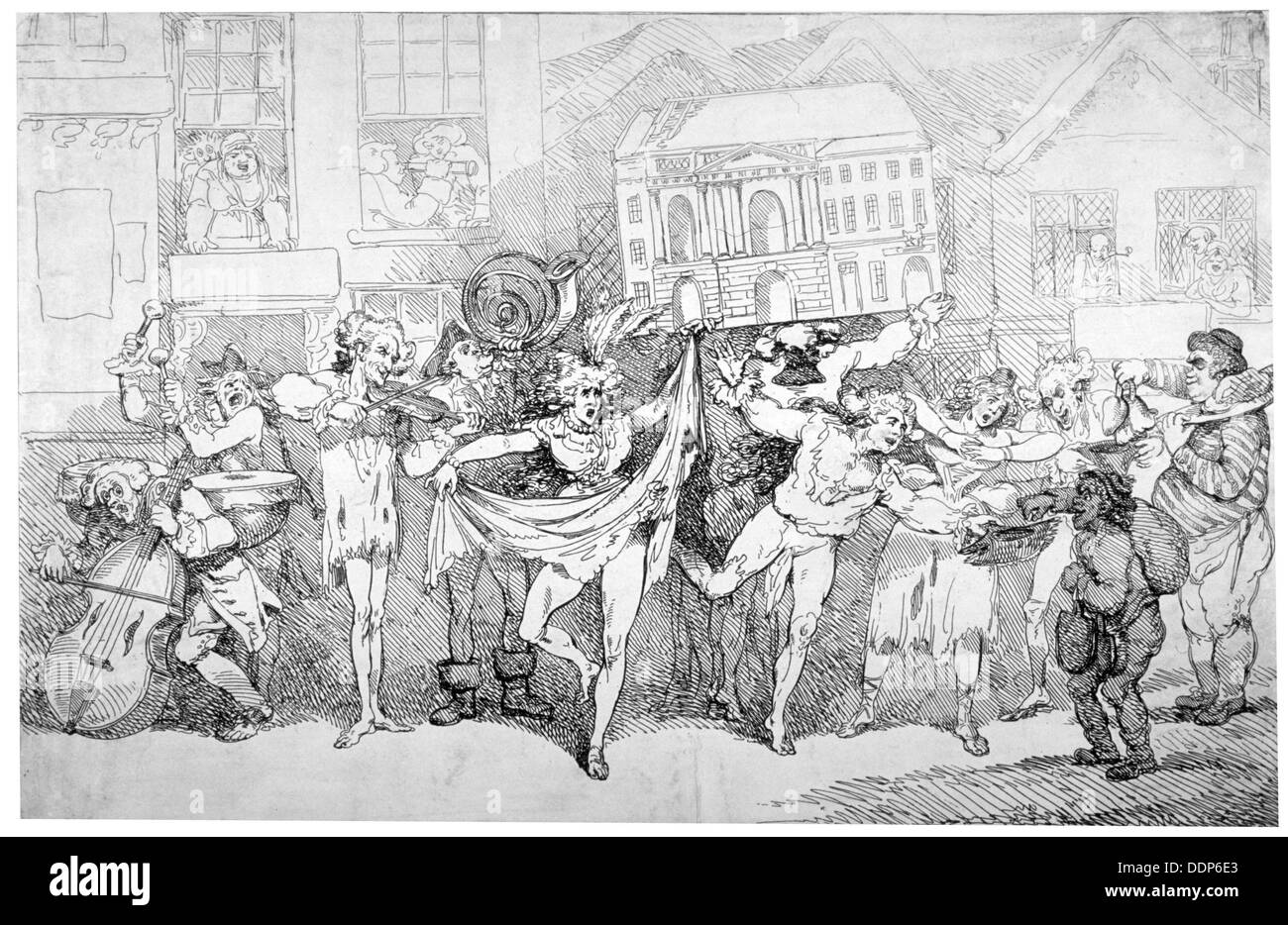 Zerlumpten Musiker und Tänzer, 1791. Künstler: Thomas Rowlandson Stockfoto