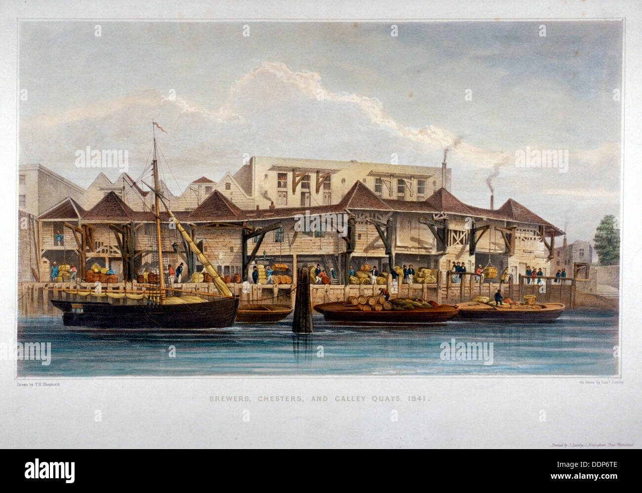 Brauer Kai, Chester Quay und Kombüse Quay, niedrigere Thames Street, City of London, 1841.              Künstler: Samuel Lumley Stockfoto