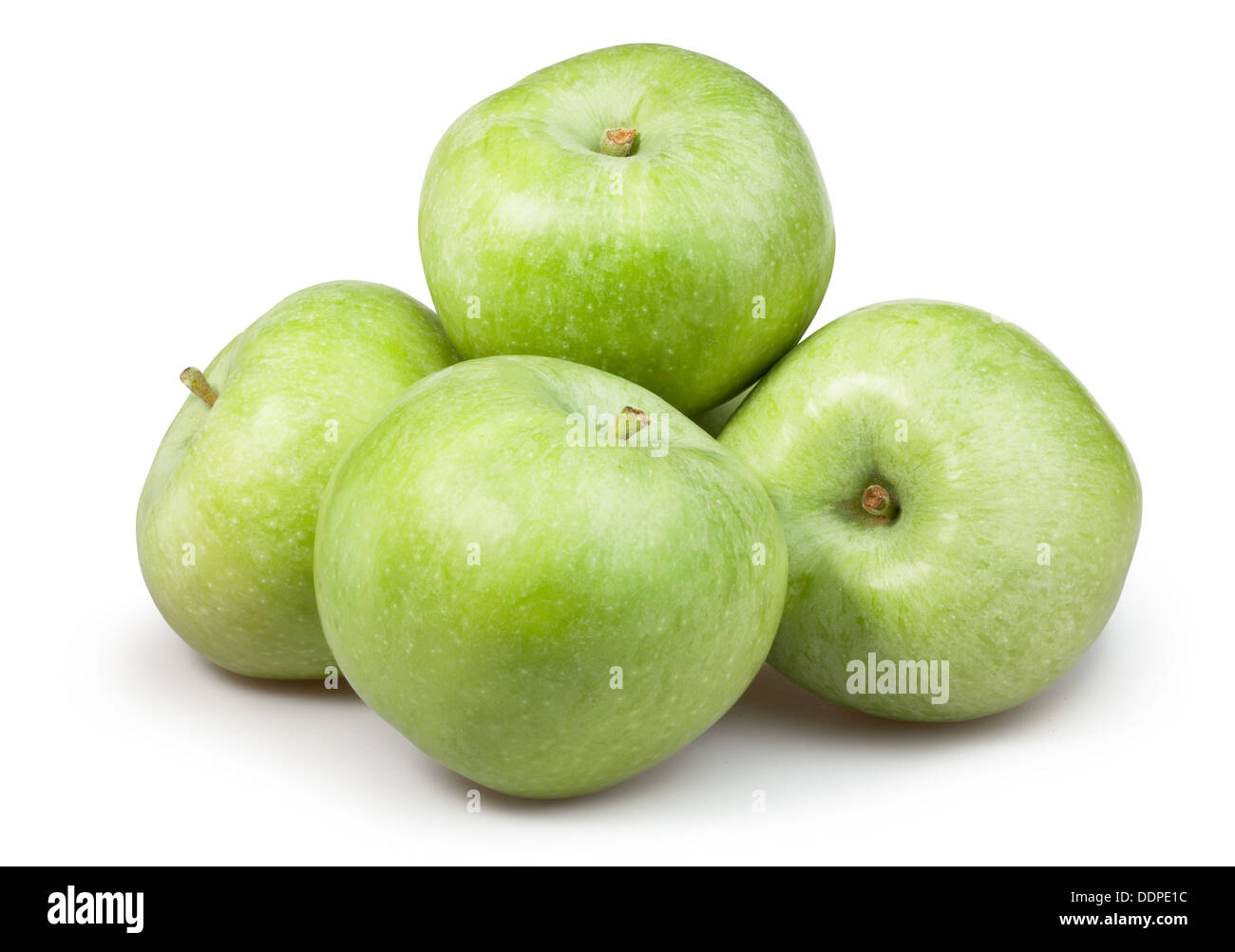 Apfelgrün Gruppe auf weißem Hintergrund Stockfoto