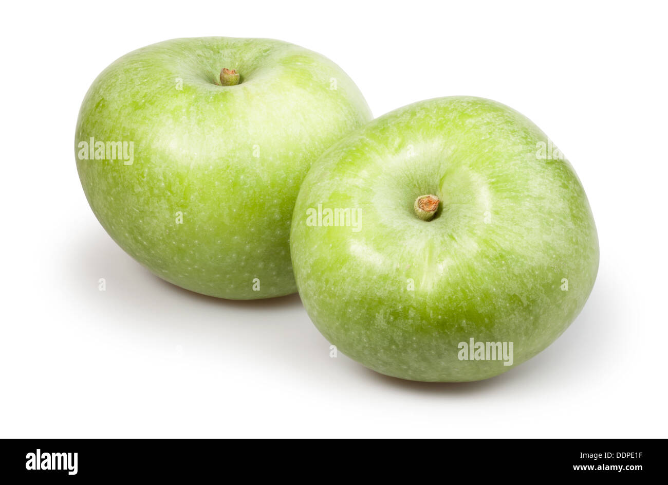 Apfelgrün 2 auf weißem Hintergrund Stockfoto