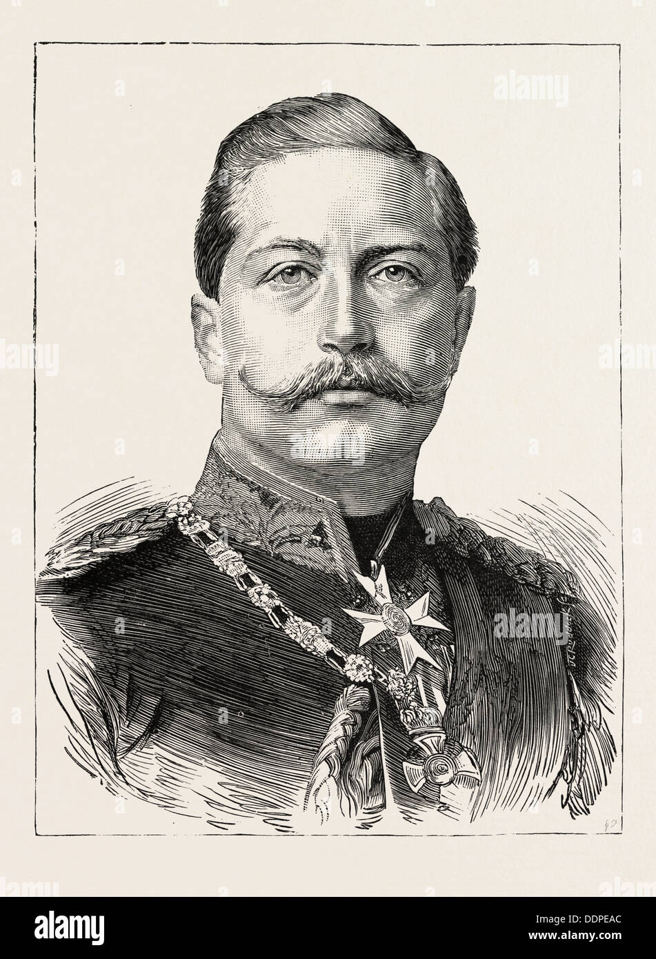 H.I.M. WILLIAM II., deutscher Kaiser, Gravur 1890 Stockfoto