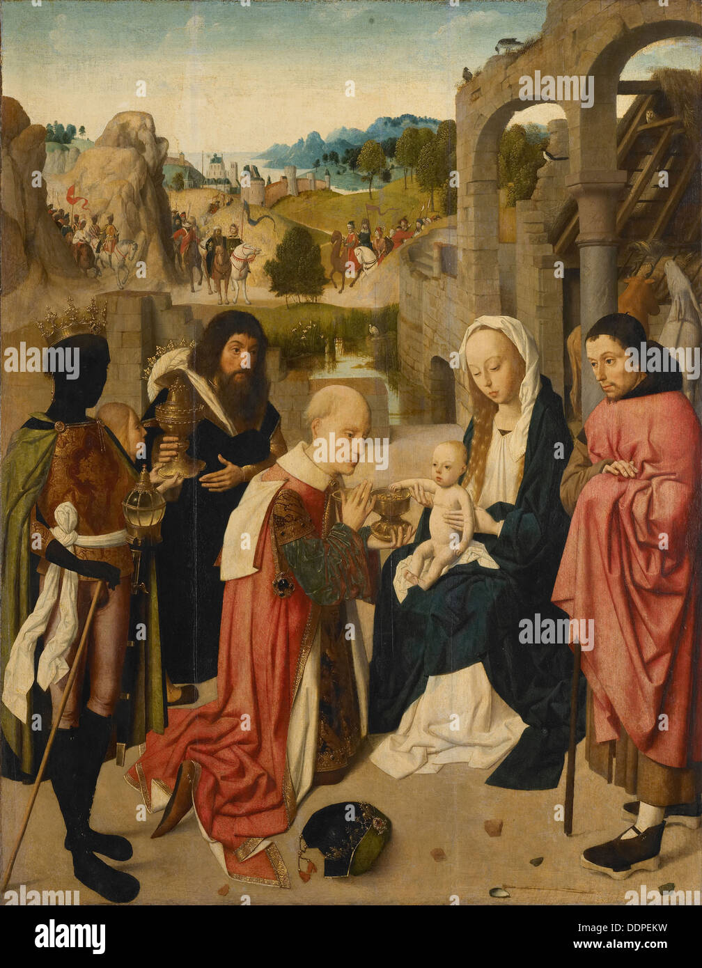 Die Anbetung der Könige, 1490. Künstler: Geertgen Tot Sint, Jans (ca. 1460-ca. 1490) Stockfoto