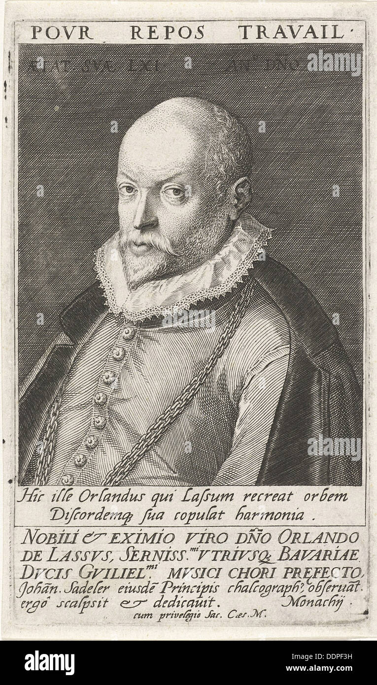 Porträt des Komponisten Orlando di Lasso (1532-1594), 1593. Künstler: Sadeler, Jan (Johannes), der ältere (1550-1600) Stockfoto