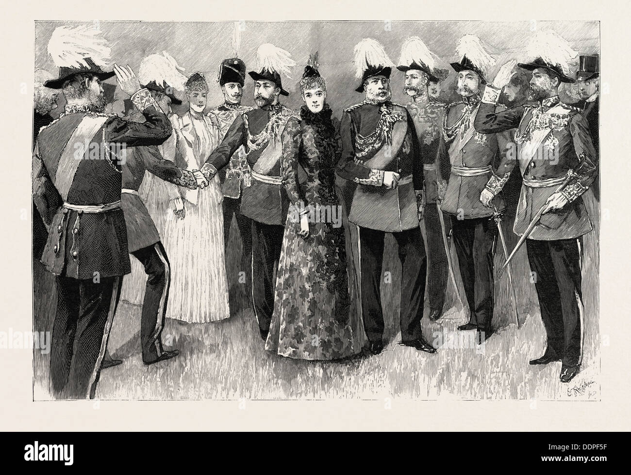 Eröffnung des THE ROYAL MILITARY IN THE CHELSEA Krankenhaus Messegelände, LONDON, Gravur 1890, UK, Großbritannien, England, Brite/Britin Stockfoto