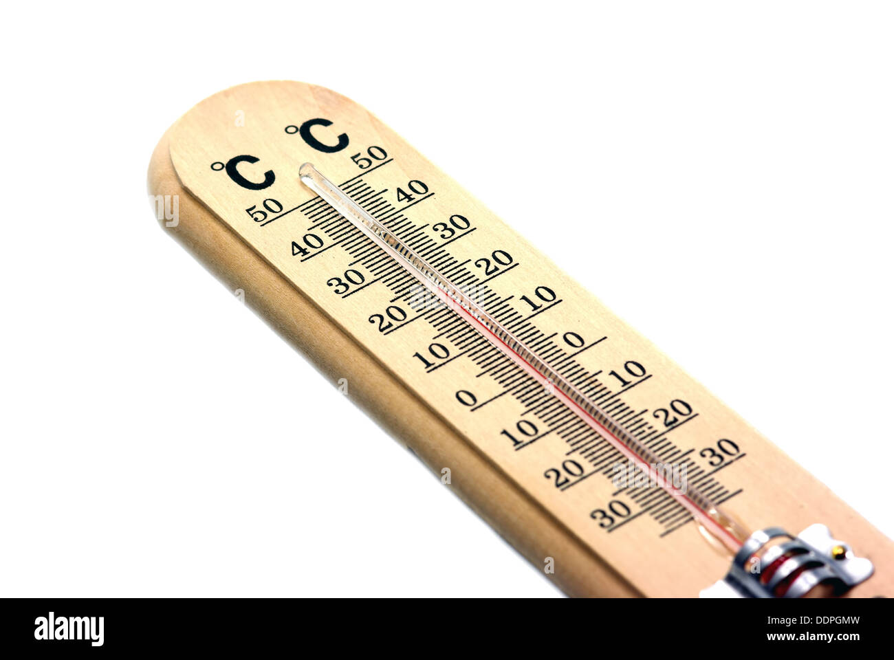 Thermometer isoliert auf weißem Hintergrund Stockfoto