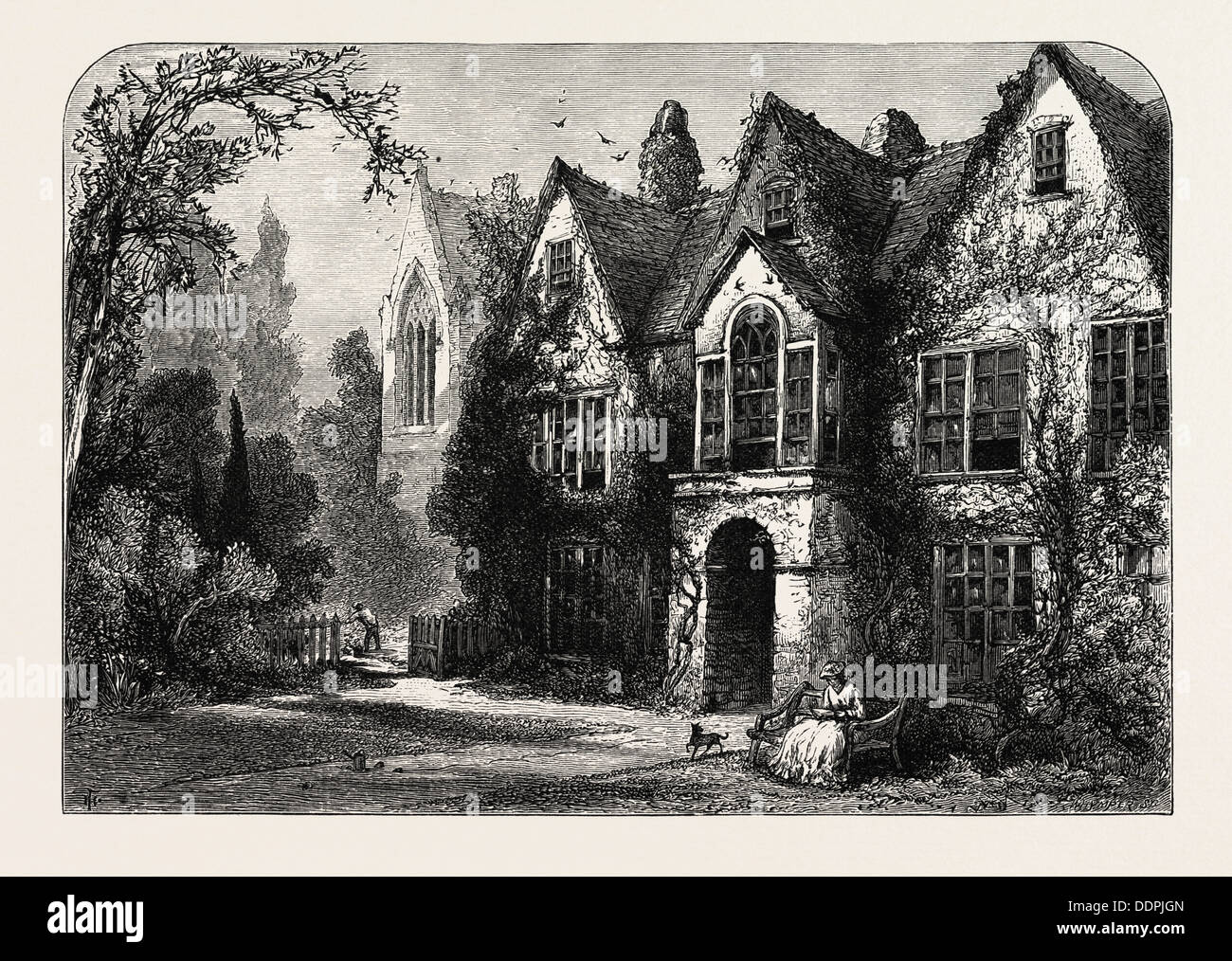 Raleigh Haus in Youghal, Irland, Irland, Eire, 19. Jahrhundert Gravur Stockfoto