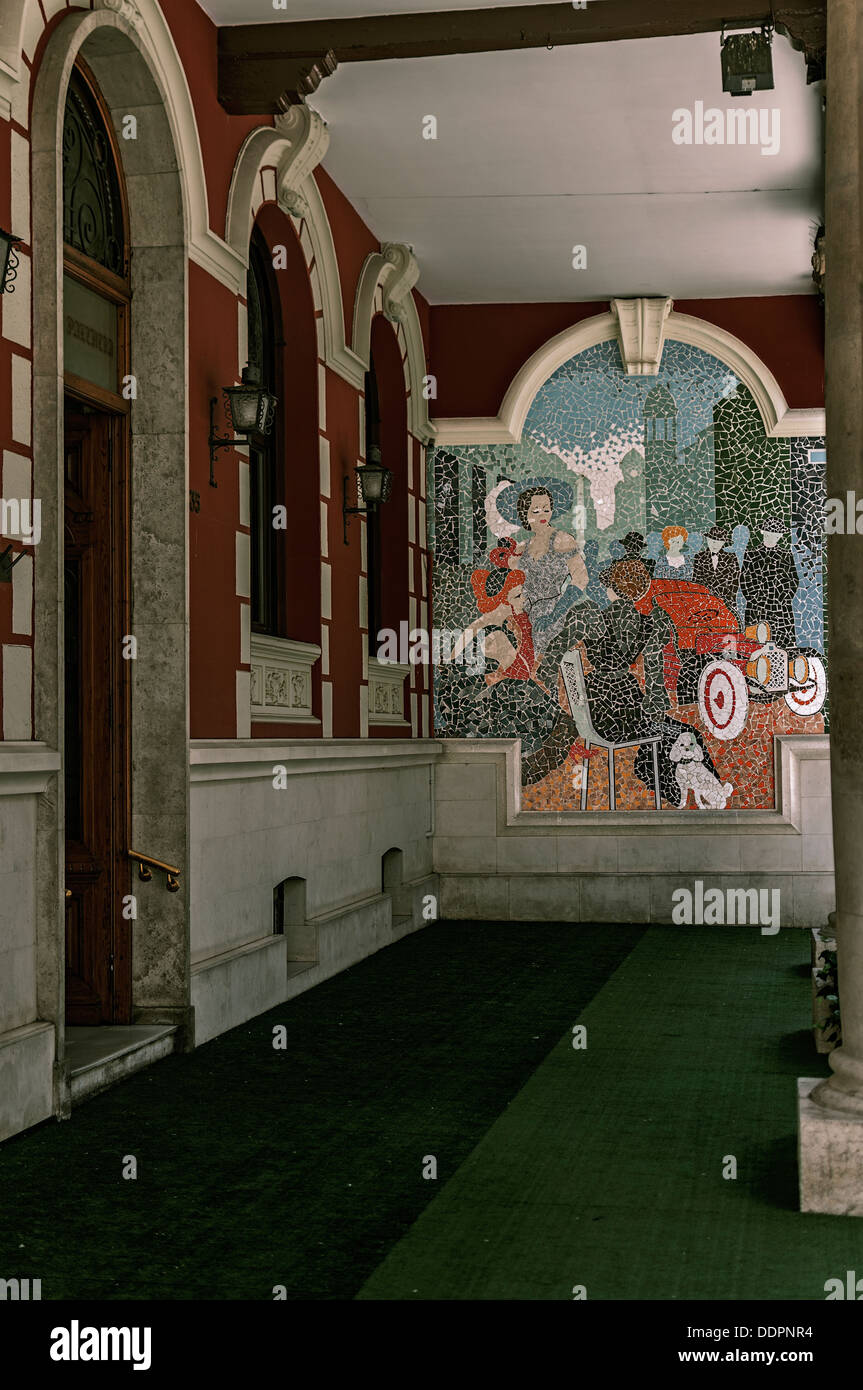 Wandbild an der Wand des Casino Stadt Palencia, Provinz Castilla y Leon, Spanien Stockfoto