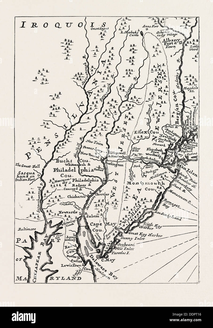 PENNSYLVANIA zu Beginn des 18. Jahrhunderts (von Humphreys Konto der Missionen). VEREINIGTE STAATEN VON AMERIKA, VEREINIGTE STAATEN Stockfoto