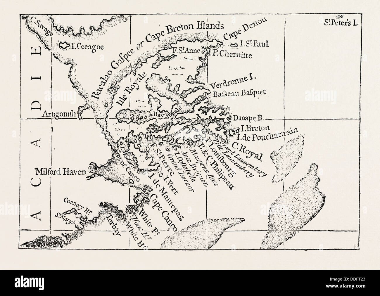 KARTE VON CAPE BRETON. Von Popple' s Atlas. Kanada, 1870 s Gravur Stockfoto