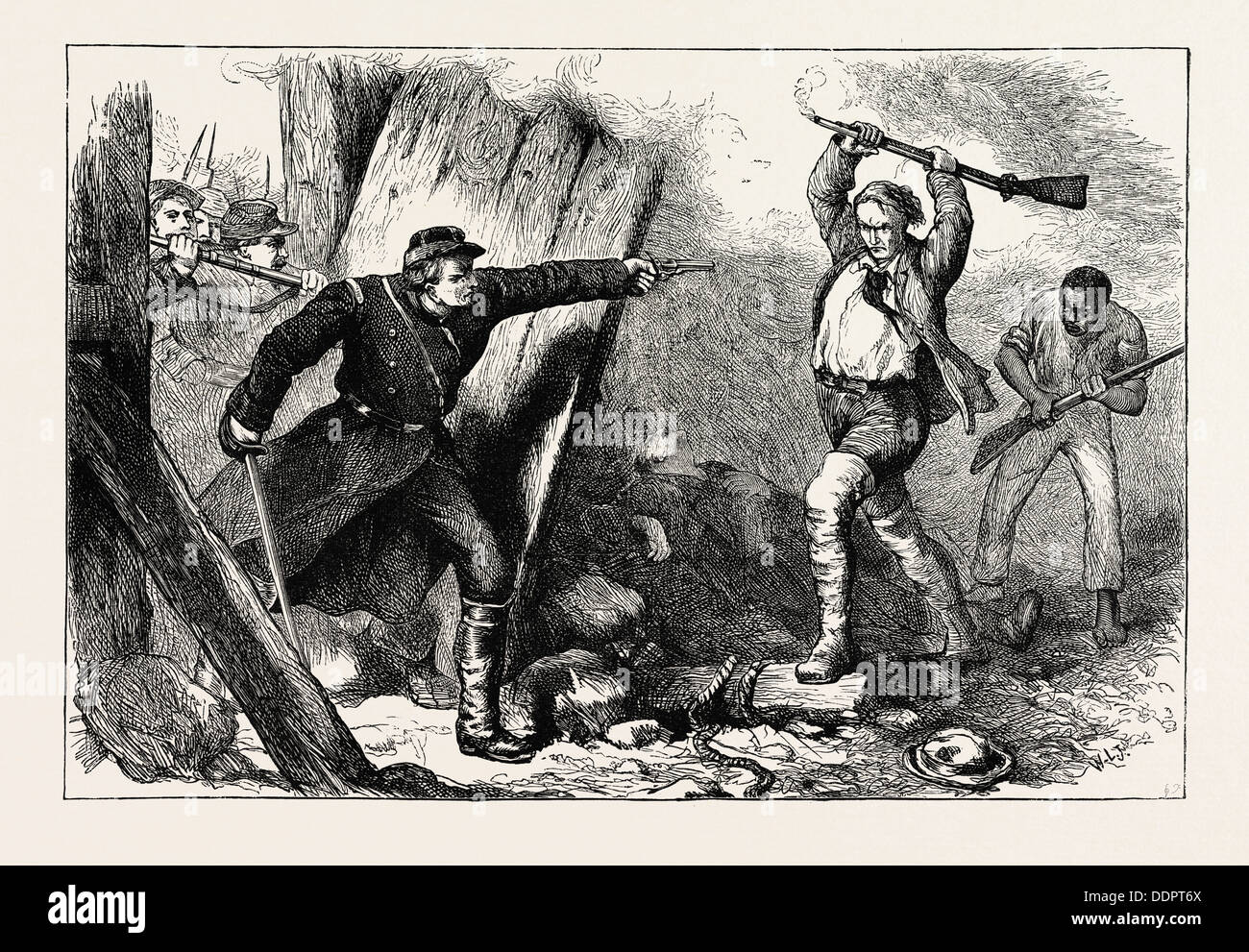 ERFASSUNG VON JOHN BROWN IN DAS MASCHINENHAUS. John Brown war ein US-amerikanischer abolitionist Stockfoto