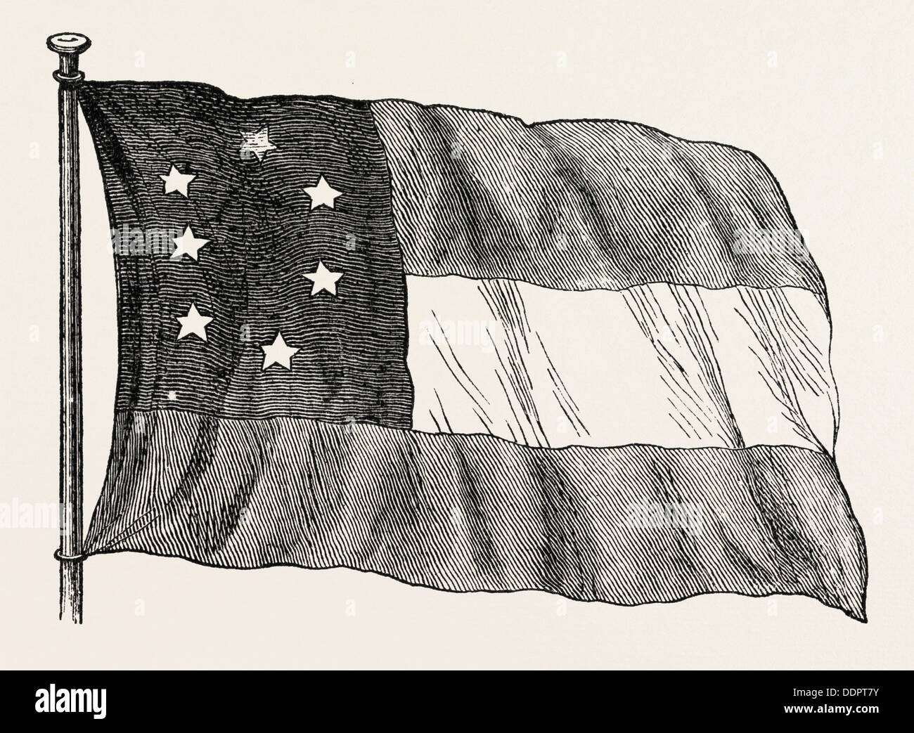 DIE Konföderierten Flagge, Vereinigte Staaten von Amerika, amerikanische Geschichte, US, USA, 1870 s Gravur Stockfoto