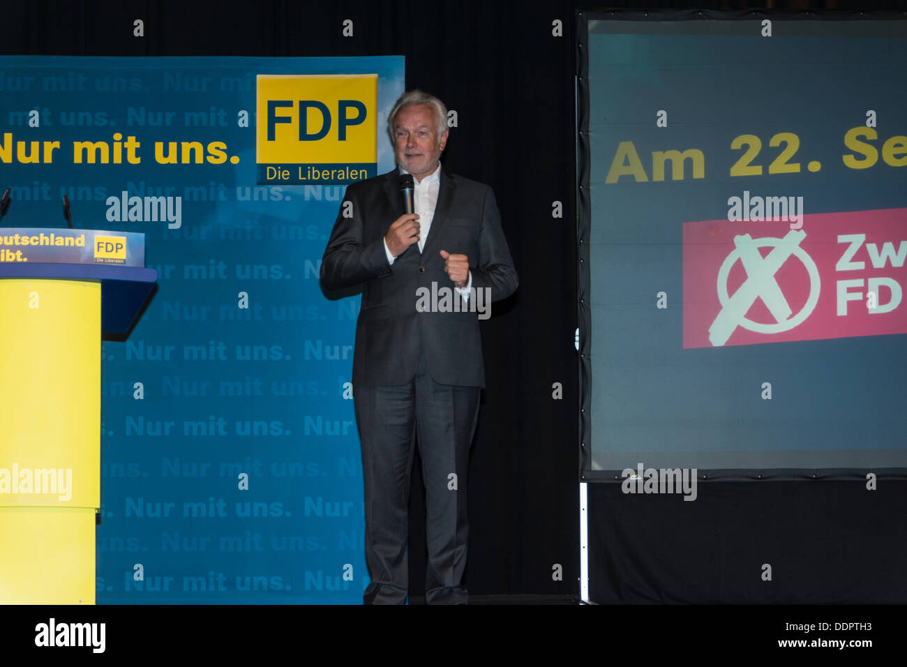 Die berühmten FDP-Politiker und Parlamentskandidatin Wolfgang Kubicki während einer Kampagne Wahlversammlung der FDP in Kiel in der Halle Stockfoto