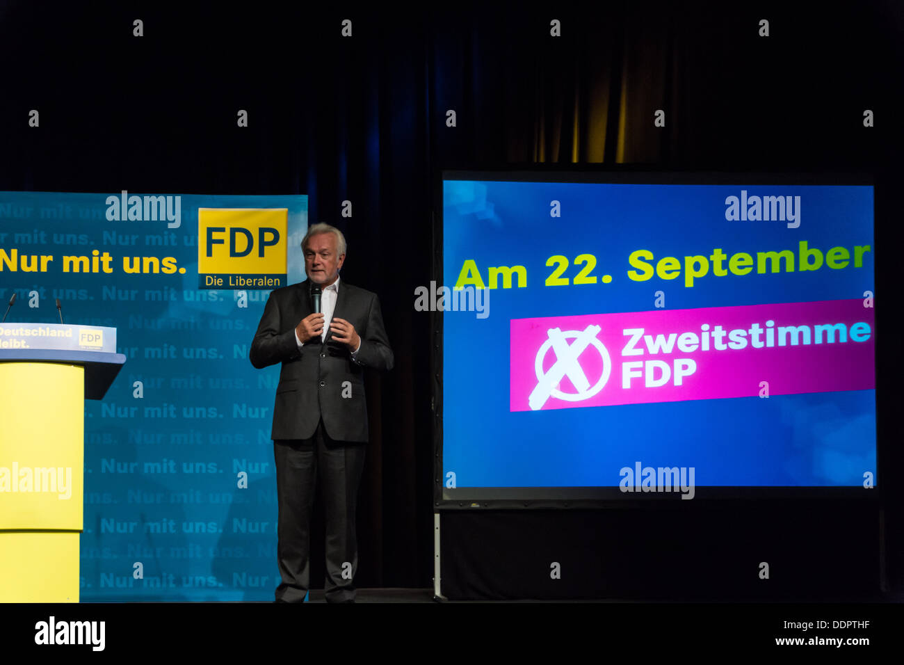 Die berühmten FDP-Politiker und Parlamentskandidatin Wolfgang Kubicki während einer Kampagne Wahlversammlung der FDP in Kiel in der Halle Stockfoto