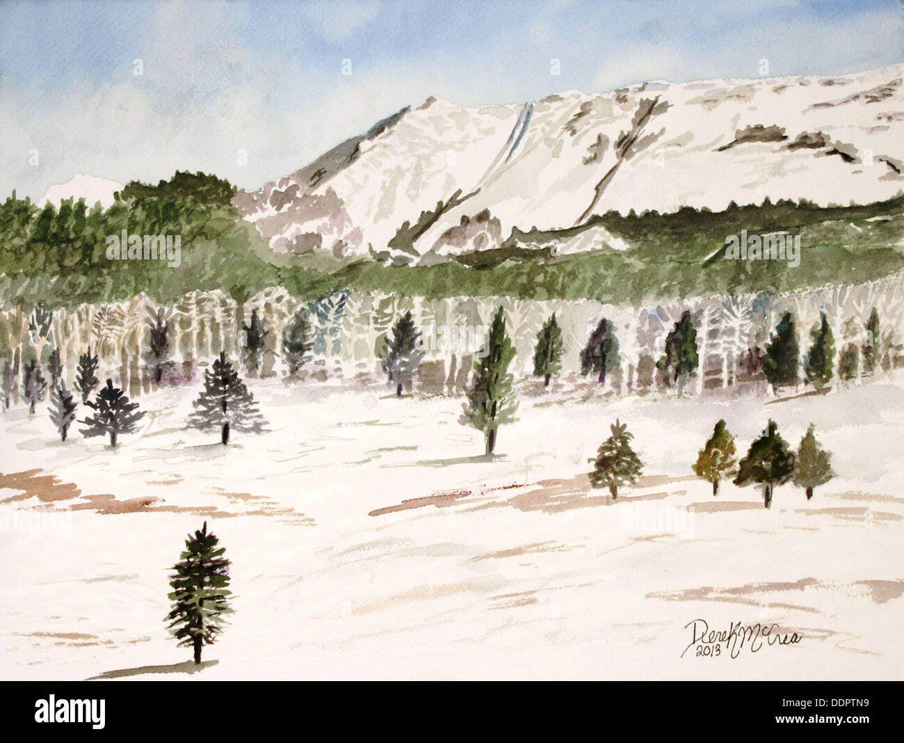 Pikes Peak Colorado Springs Mountain Aquarell Stockfoto