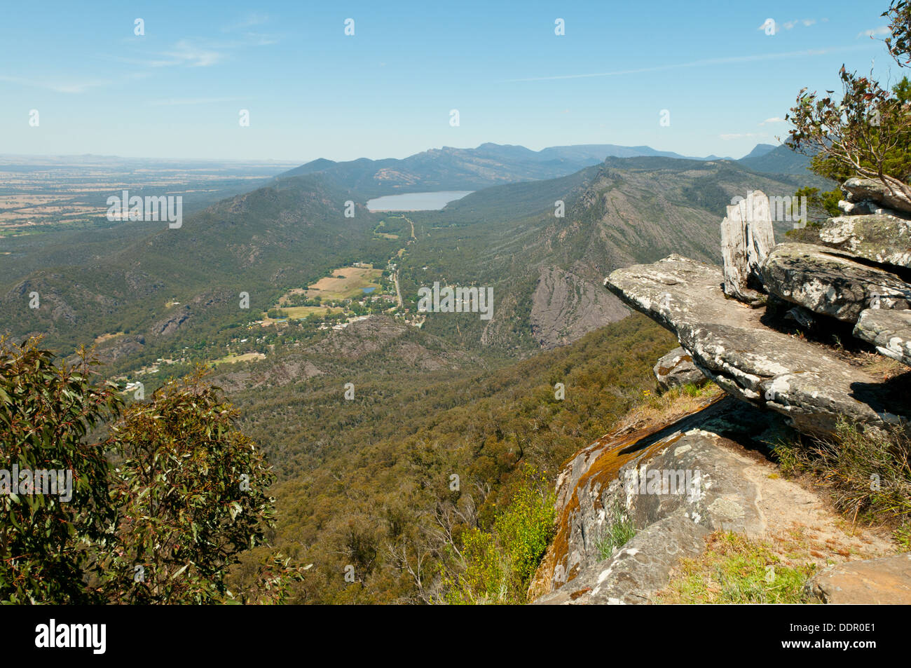 Blick vom Baroka Lookout, Grampians NP, Victoria, Australien Stockfoto