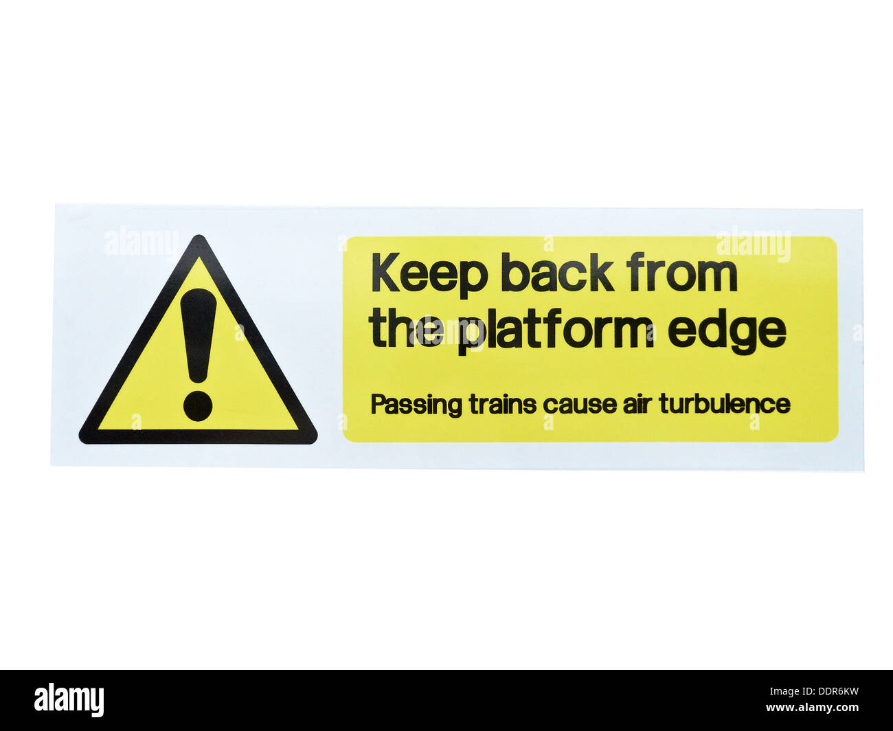 Halten Sie zurück vom Rand der Plattform anmelden Bahnhof UK Stockfoto