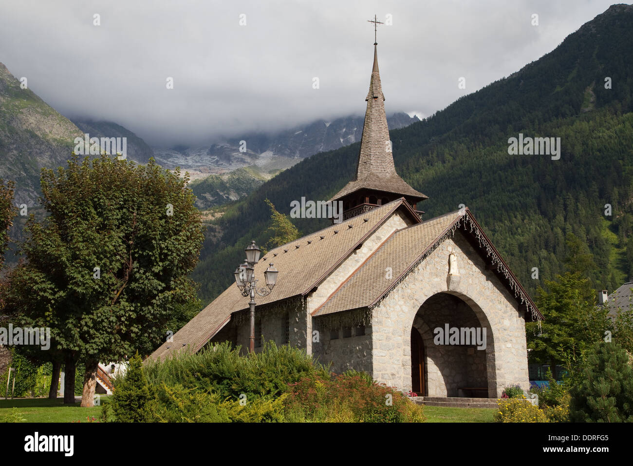 Kapelle von Les Praz de Chamonix, Rhône-Alpes, Frankreich. Stockfoto