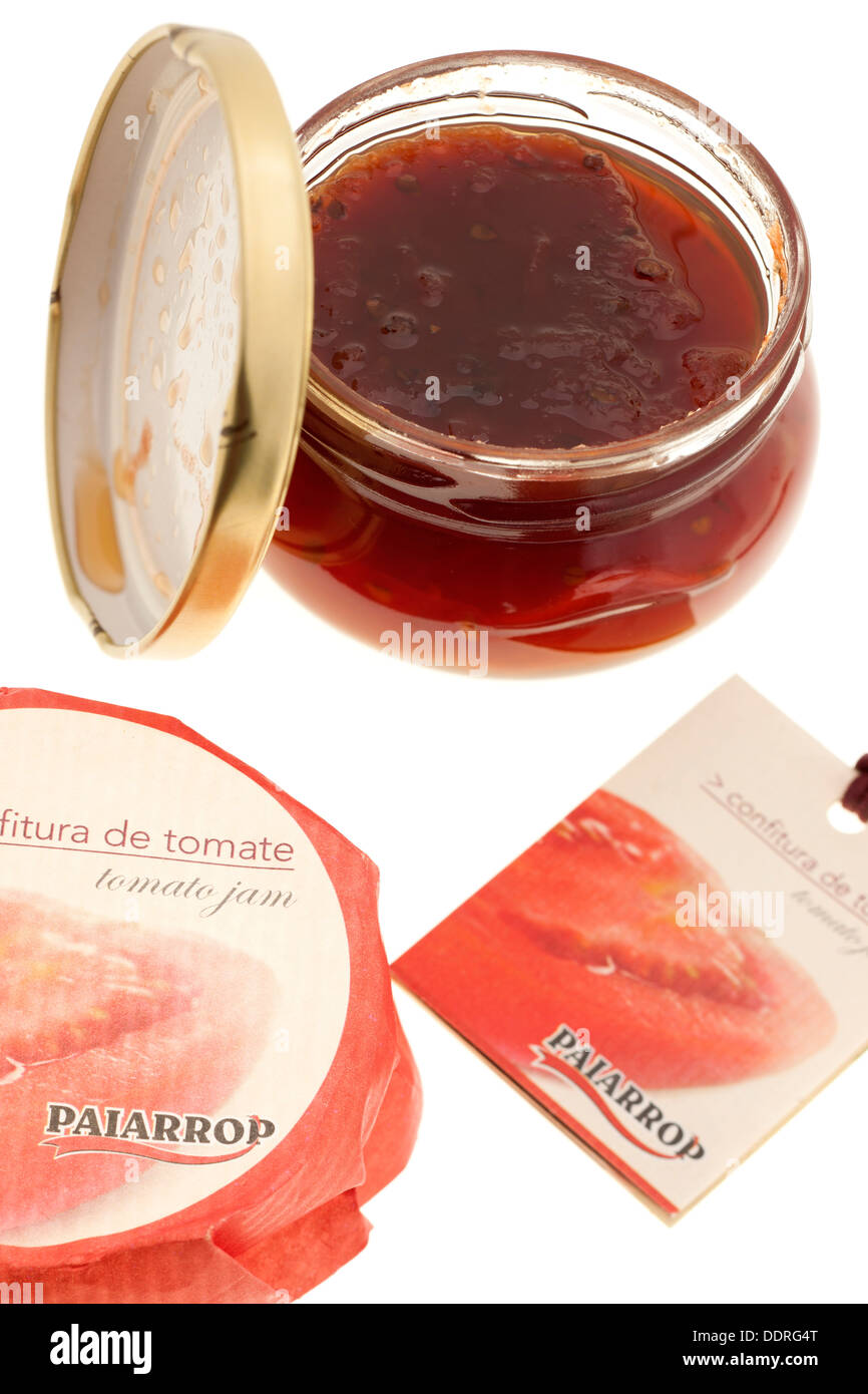 Glas Paiarrop spanischen Tomatenmarmelade Stockfoto