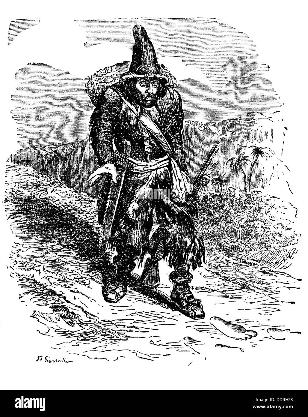 Literatur,Robinson Crusoe von Daniel Defoe(1660 - 1731),Illustration,Robinson Aufrichten seines Kalenders,um 1900,Holzstich aus einer russischen Ausgabe,1947,1.Jahrhundert,1940er,40er,40er,Grafik,Grafik,Großbritannien,Abenteuerroman,Abenteuerromane,Wrack,Wrack,Wrack,Kastrassen,Insel,Inseln,ganze Länge,an der Wende des 19./20. Jahrhunderts,Fuß Fußspuren,Spuren entdecken,Spuren,Spuren-Spuren-Spuren,Spuren-Spuren-Spuren,entdecken,Spuren-Spuren-Aufspüren,Spuren-Aufspüren,Spuren-Aufspüren,Spuren,Spuren-Aufspüren,Spuren-Aufspüren,Aufspüren,Spuren- Stockfoto