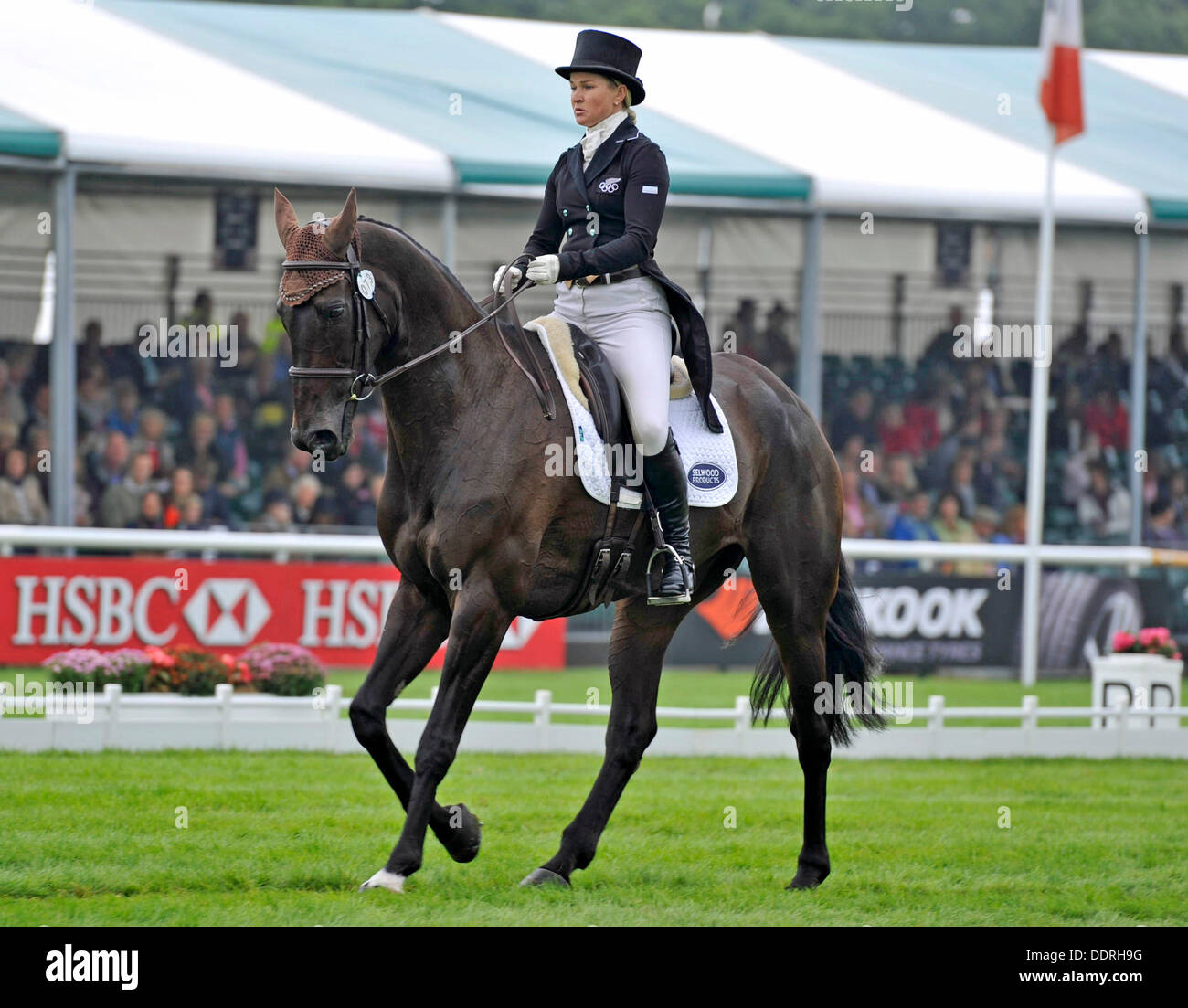 Burghley Park, Stamford, Lincolnshire, UK. Freitag, 6. September 2013. Tag2 von The Land Rover Burghley Horse Trials, Jonelle Richards (NZL) Reiten die Stellvertreter in der Dressur-Phase der internationalen 4 Sterne CCI Konkurrenz. Bildnachweis: Julie Badrick/Alamy Live-Nachrichten Stockfoto