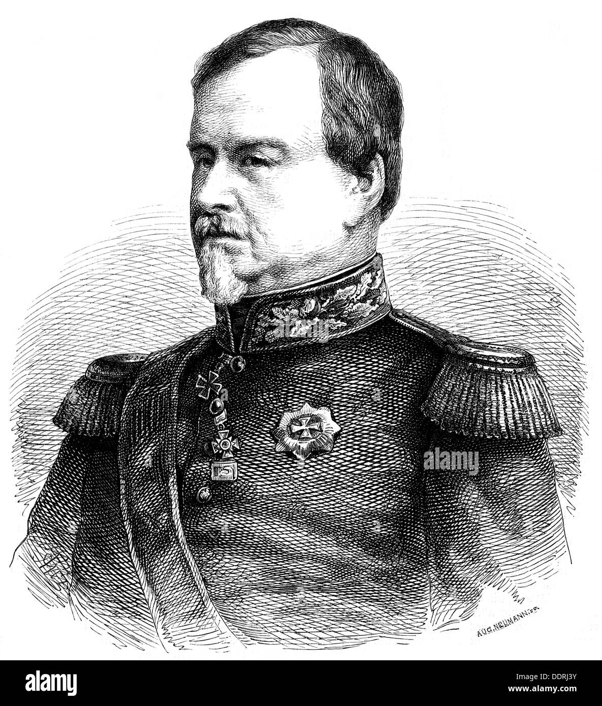 Carl Bernhard, 30.5.173 - 31.7.1862, Prinz von Sax-Weimar-Eisenach, niederländischer General, Kommandierender Offizier der Niederländisch-Ostindischen Armee 1849 - 1852, Porträt, Holzgravur, "ueber Land und Meer", 1886, Stockfoto